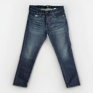 Hollister Slim Straight Jeans Mens Size 31X30 Blue Dark Wash Denim Pocket Casual
